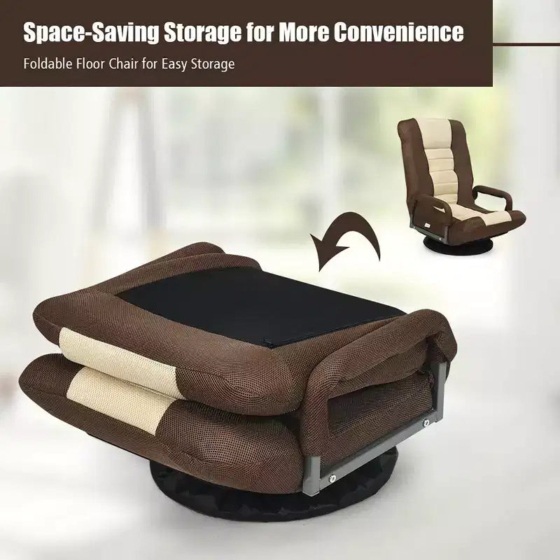 Chaise de jeu au sol pivotante à 360 degrés Costway avec dossier pliable et réglable