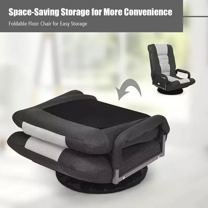 Chaise de jeu au sol pivotante à 360 degrés Costway avec dossier pliable et réglable