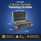 Razor 34.5 Planche chauffante portable à 3 brûleurs pour le jardin et le camping