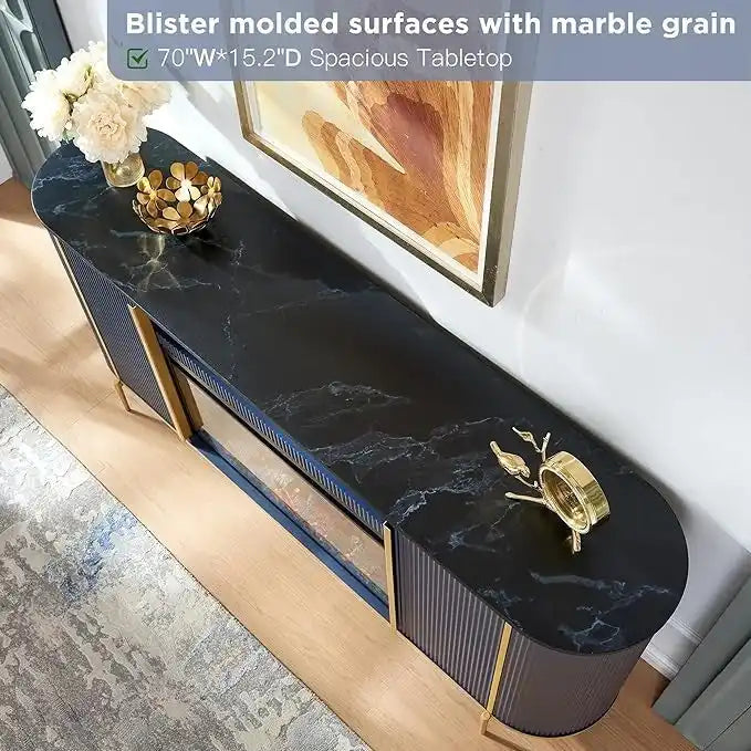 70  Modern Luxury Fireplace TV Stand, Entertainment Center, TV Console