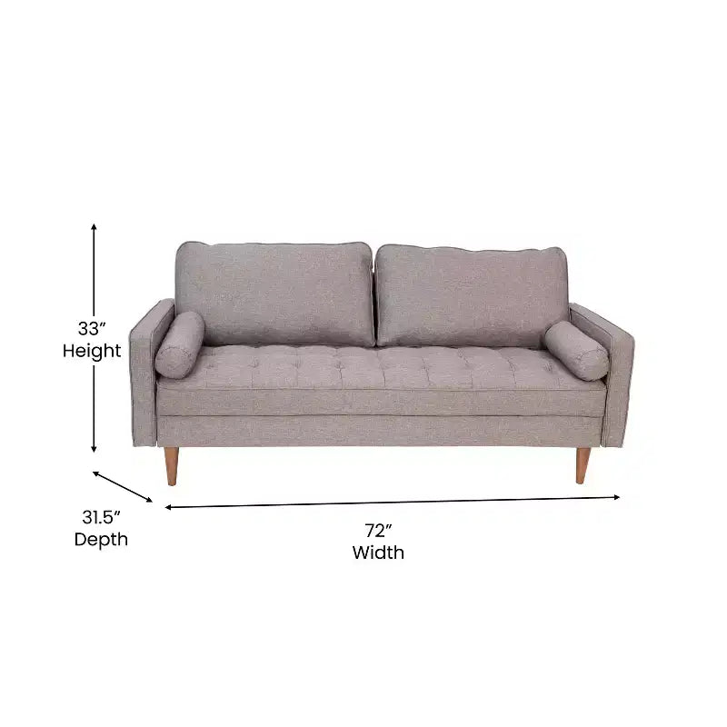 Flash Furniture Hudson Canapé Moderne du Milieu du Siècle avec Rembourrage Capitonnage et Pieds en Bois Massif
