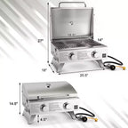 Costway 20,000 BTU Stainless Steel Propane Grill for Outdoor Camping Picnics Tailgating Sliver