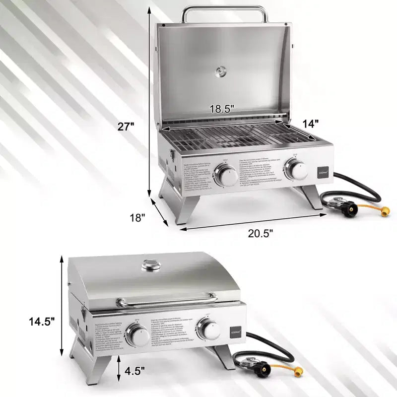 Costway 20,000 BTU Stainless Steel Propane Grill for Outdoor Camping Picnics Tailgating Sliver