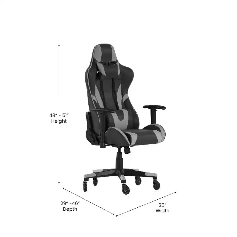 Flash Furniture X20 Gaming Chair Racing Office Computer PC Adjustable Chair with Reclining Back and Transparent Roller Wheels
