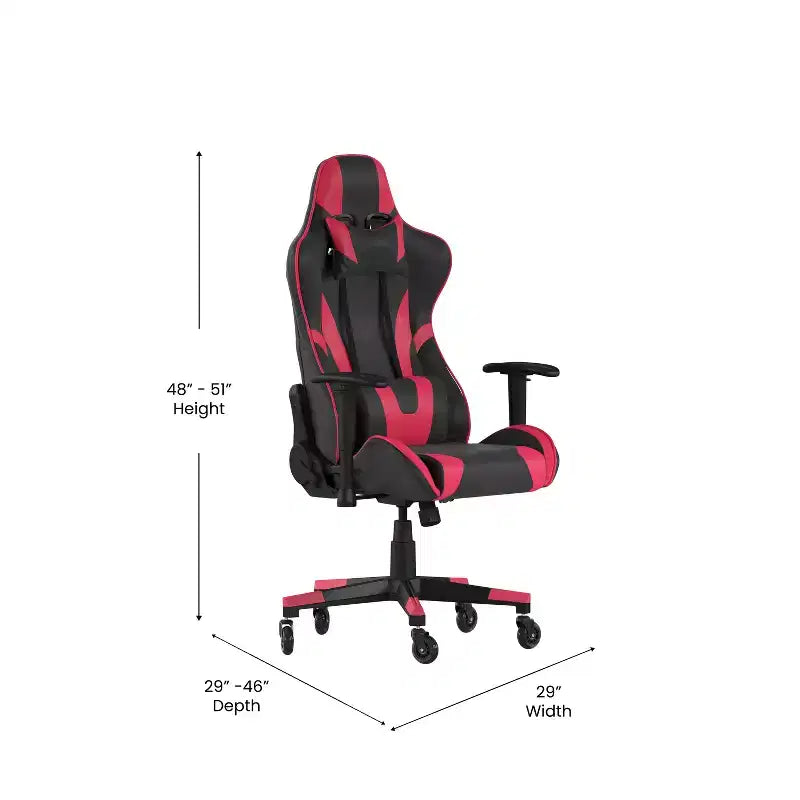 Flash Furniture X20 Gaming Chair Racing Office Computer PC Adjustable Chair with Reclining Back and Transparent Roller Wheels