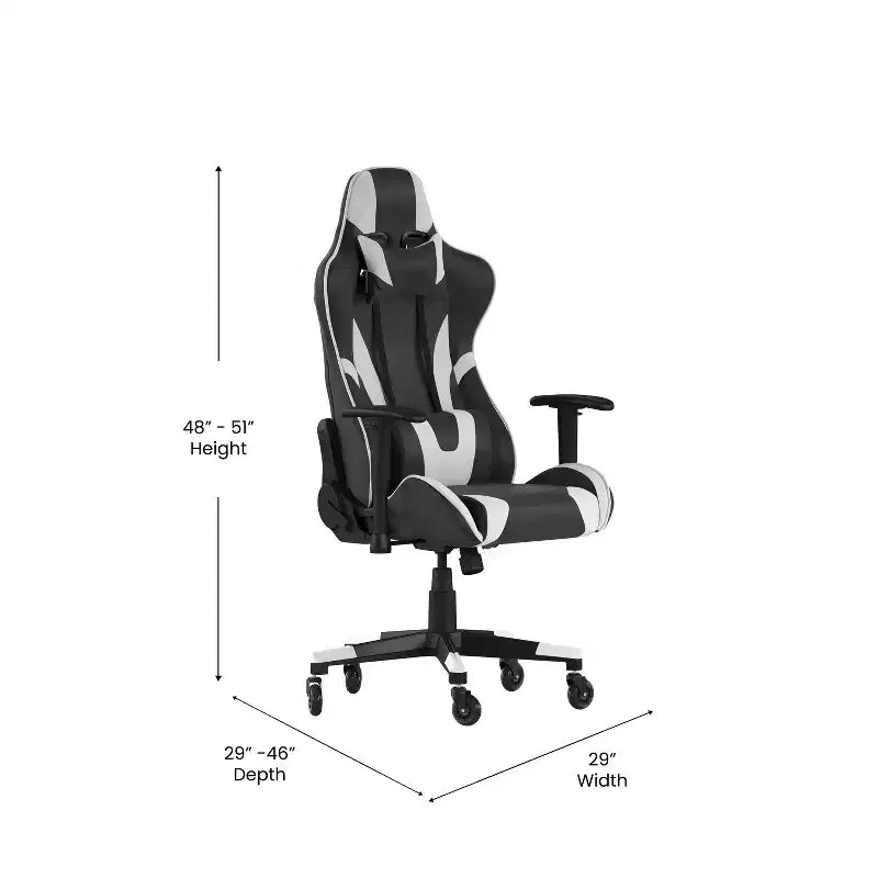 Flash Furniture X20 Gaming Chair Racing Office Computer PC Adjustable Chair with Reclining Back and Transparent Roller Wheels