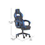 Flash Furniture X40 Gaming Chair Racing Computer Chair with Fully Reclining Back/Arms and Transparent Roller Wheels, Slide-Out Footrest