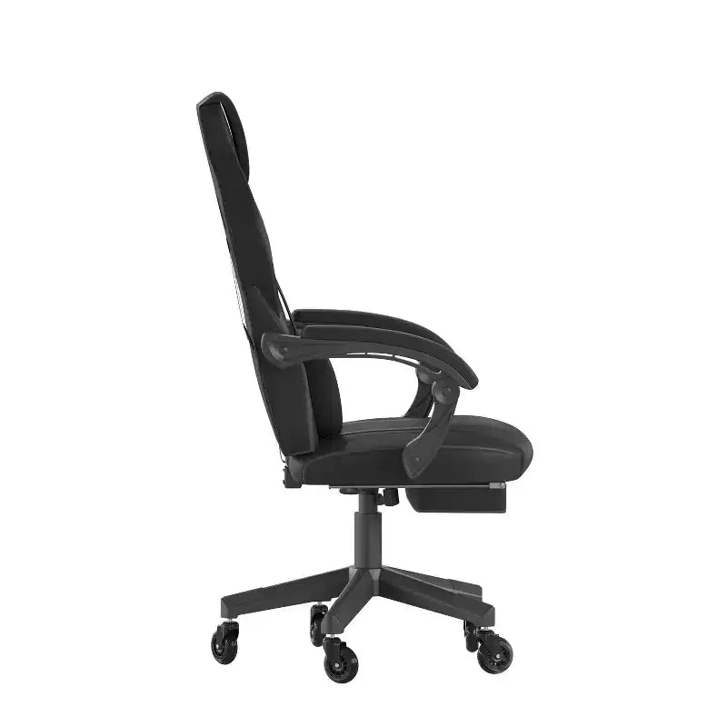 Flash Furniture X40 Gaming Chair Racing Computer Chair with Fully Reclining Back/Arms and Transparent Roller Wheels, Slide-Out Footrest