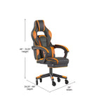 Flash Furniture X40 Gaming Chair Racing Computer Chair with Fully Reclining Back/Arms and Transparent Roller Wheels, Slide-Out Footrest
