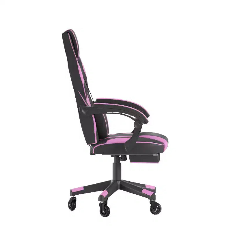 Flash Furniture X40 Gaming Chair Racing Computer Chair with Fully Reclining Back/Arms and Transparent Roller Wheels, Slide-Out Footrest