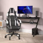 Flash Furniture X40 Gaming Chair Racing Computer Chair with Fully Reclining Back/Arms and Transparent Roller Wheels, Slide-Out Footrest