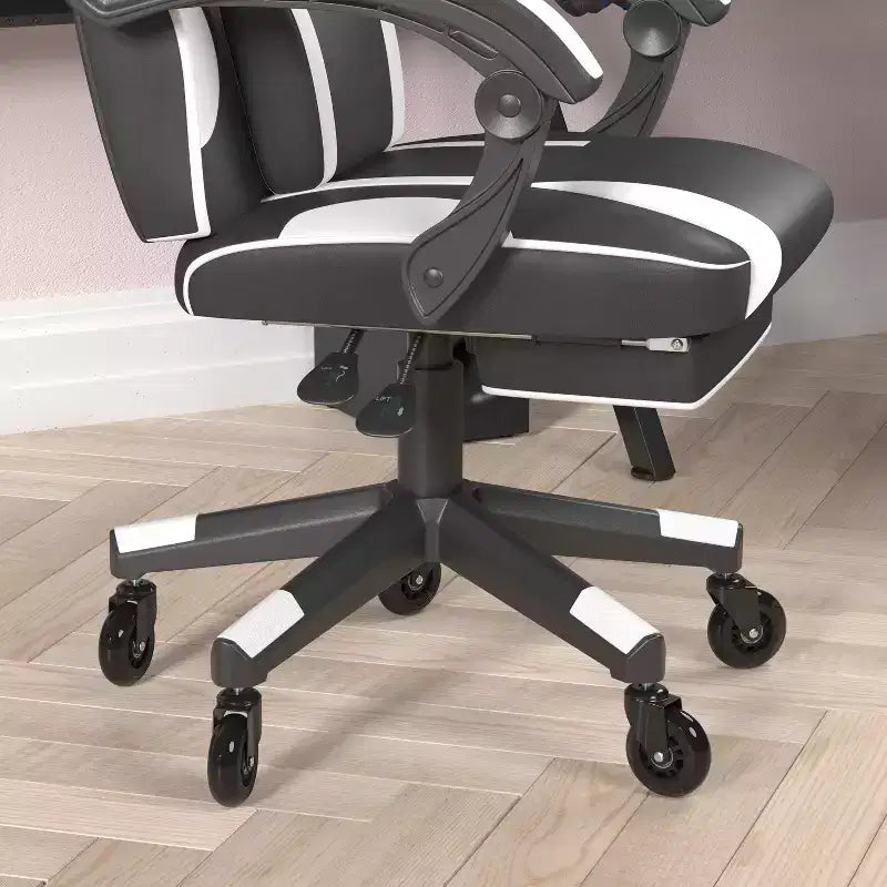 Flash Furniture X40 Gaming Chair Racing Computer Chair with Fully Reclining Back/Arms and Transparent Roller Wheels, Slide-Out Footrest