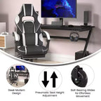 Flash Furniture X40 Gaming Chair Racing Computer Chair with Fully Reclining Back/Arms and Transparent Roller Wheels, Slide-Out Footrest