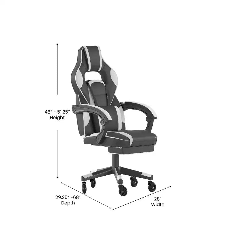 Flash Furniture X40 Gaming Chair Racing Computer Chair with Fully Reclining Back/Arms and Transparent Roller Wheels, Slide-Out Footrest