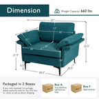 Costway Modern Fabric Accent Armchair Upholstered Single Sofa w/ Metal Legs Blue\Grey