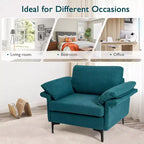 Costway Modern Fabric Accent Armchair Upholstered Single Sofa w/ Metal Legs Blue\Grey