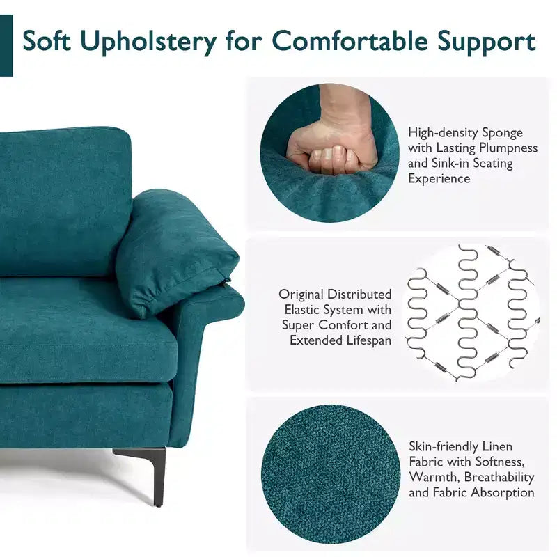 Costway Modern Fabric Accent Armchair Upholstered Single Sofa w/ Metal Legs Blue\Grey