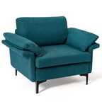 Costway Modern Fabric Accent Armchair Upholstered Single Sofa w/ Metal Legs Blue\Grey