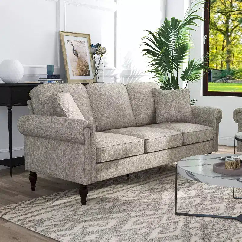 Evok Contemporary Chenille Upholstered Sofa - miBasics