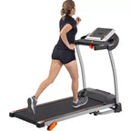 Tapis roulant pliable compact électrique réglable de 1,5 CV avec support d'équipement, capteur de pouls et 3 niveaux d'inclinaison - ModernLuxe