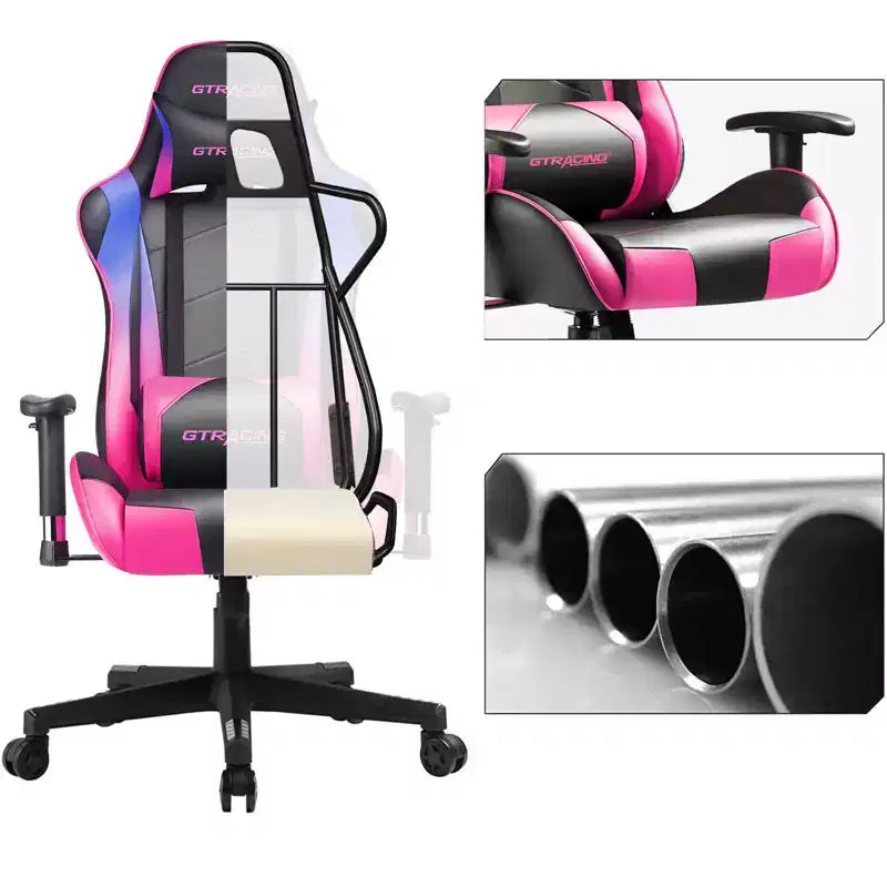Gaming Office Chair PU Leather with Adjustable Headrest and Lumbar Pillow - GTRACING
