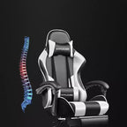 Chaise de gaming avec repose-pieds et oreiller de massage lombaire ergonomique en cuir PU - GTRACING