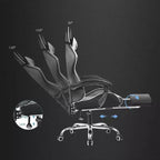 Chaise de gaming avec repose-pieds et oreiller de massage lombaire ergonomique en cuir PU - GTRACING