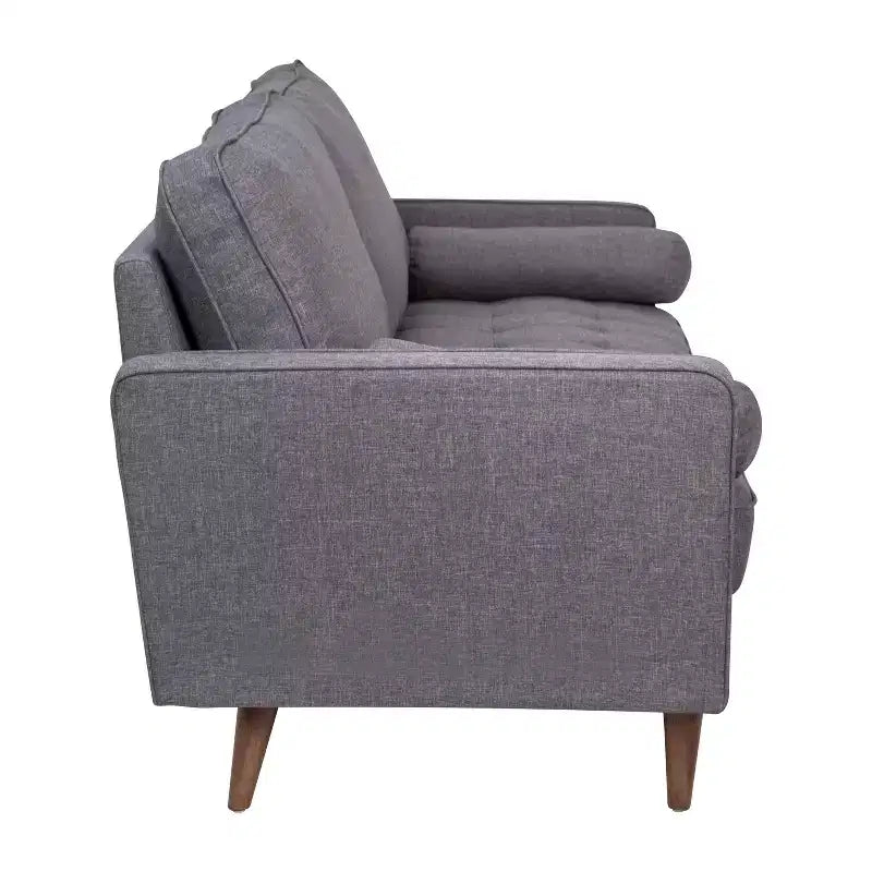 Canapé Emma et Oliver en tissu, style mi-siècle moderne, avec ressorts ensachés, pieds en bois et coussins de dossier amovibles