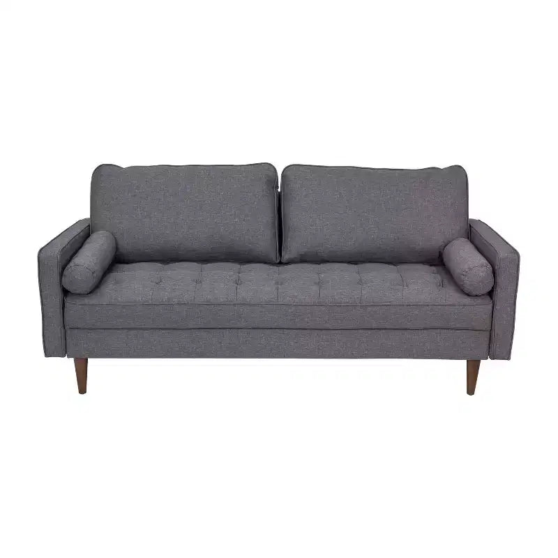 Canapé Emma et Oliver en tissu, style mi-siècle moderne, avec ressorts ensachés, pieds en bois et coussins de dossier amovibles