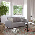Canapé Emma et Oliver en tissu, style mi-siècle moderne, avec ressorts ensachés, pieds en bois et coussins de dossier amovibles