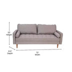 Canapé Emma et Oliver en tissu, style mi-siècle moderne, avec ressorts ensachés, pieds en bois et coussins de dossier amovibles