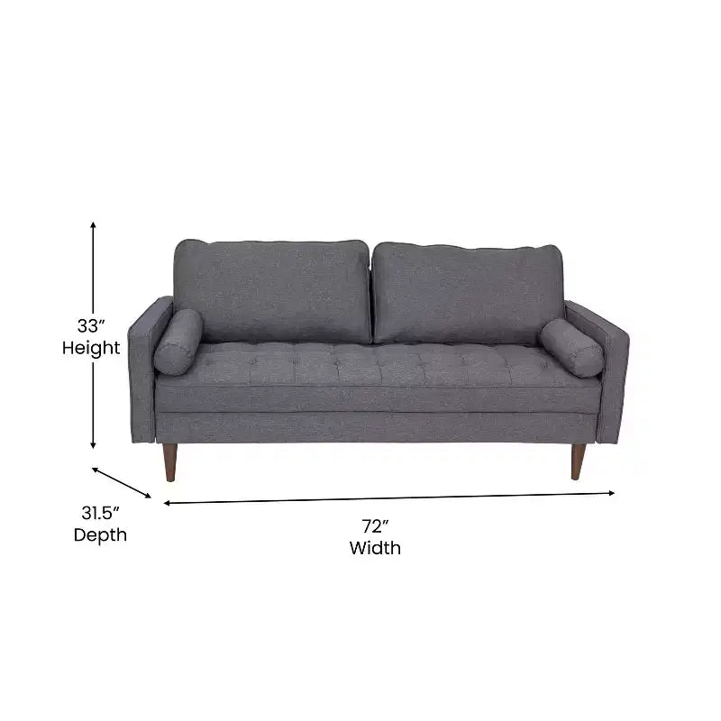 Canapé Emma et Oliver en tissu, style mi-siècle moderne, avec ressorts ensachés, pieds en bois et coussins de dossier amovibles