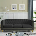 Living Room Modern Velvet Sofa With Button Tufted Square Arms And Metal Legs - ModernLuxe