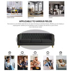 Living Room Modern Velvet Sofa With Button Tufted Square Arms And Metal Legs - ModernLuxe