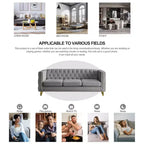 Living Room Modern Velvet Sofa With Button Tufted Square Arms And Metal Legs - ModernLuxe