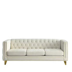 Living Room Modern Velvet Sofa With Button Tufted Square Arms And Metal Legs - ModernLuxe