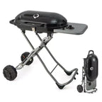Barbecue portable au propane Costway, grill et plancha pliables avec roues et tablette latérale