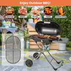 Barbecue portable au propane Costway, grill et plancha pliables avec roues et tablette latérale