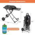 Barbecue portable au propane Costway, grill et plancha pliables avec roues et tablette latérale
