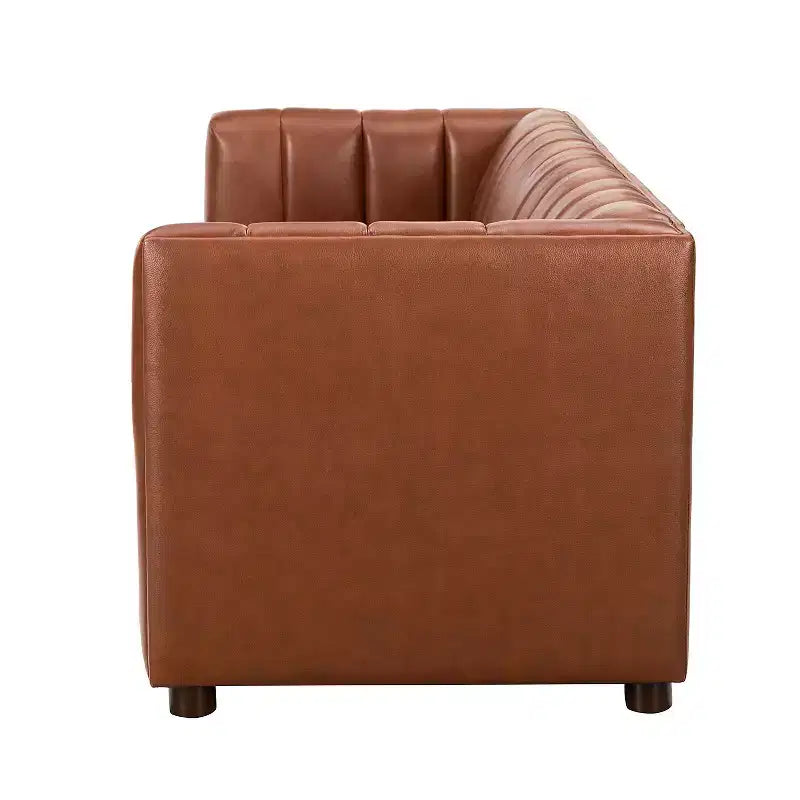 Canapé en cuir véritable Ulysses 83 avec capitonnage canal