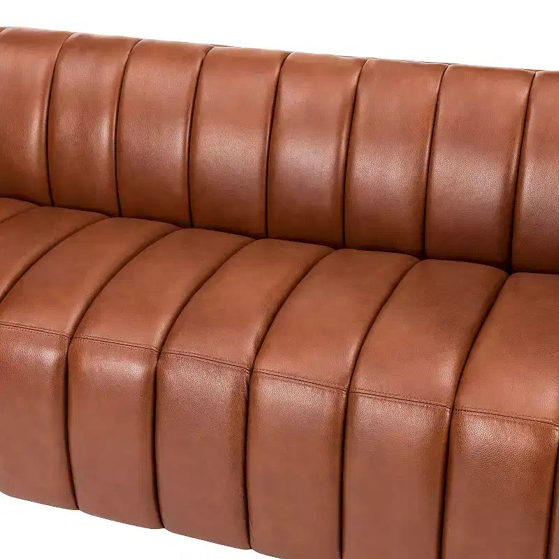 Canapé en cuir véritable Ulysses 83 avec capitonnage canal