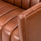 Canapé en cuir véritable Ulysses 83 avec capitonnage canal