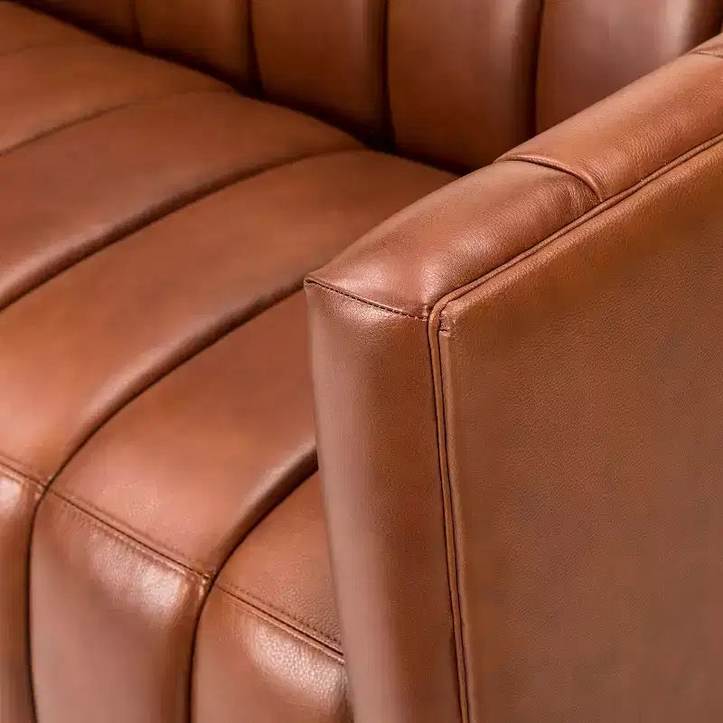 Canapé en cuir véritable Ulysses 83 avec capitonnage canal