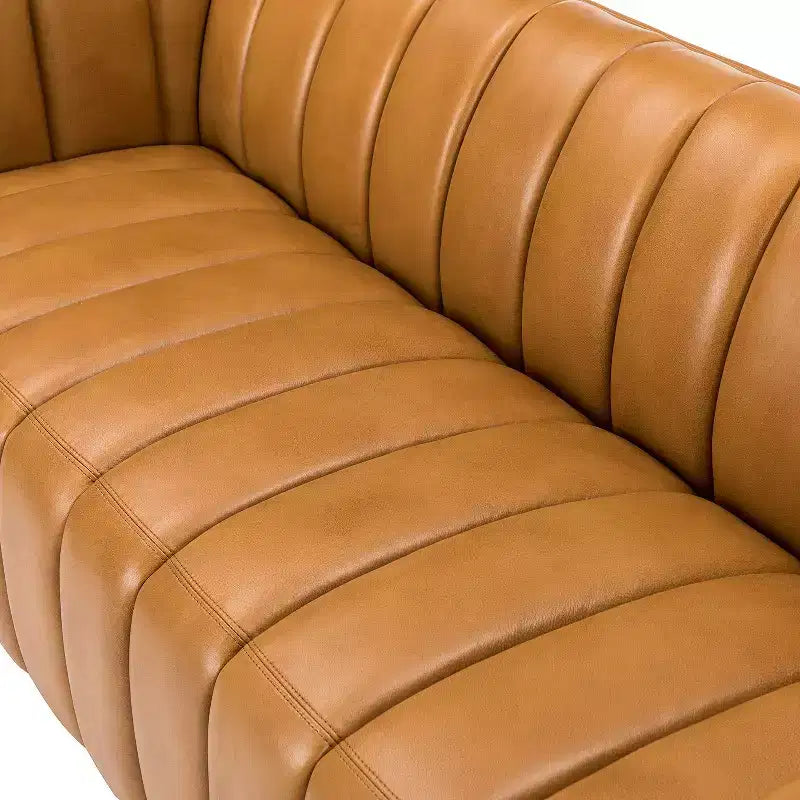 Canapé en cuir véritable Ulysses 83 avec capitonnage canal