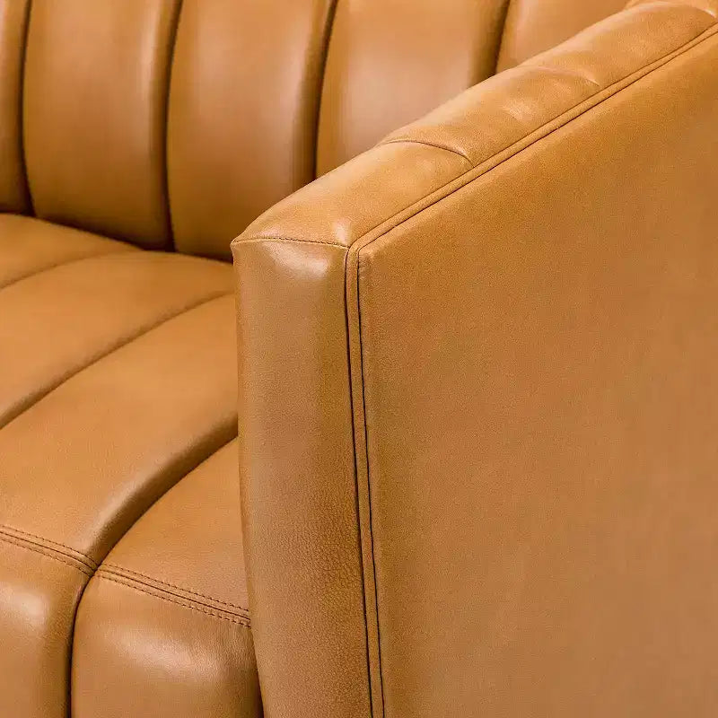 Canapé en cuir véritable Ulysses 83 avec capitonnage canal