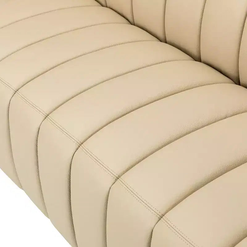 Canapé en cuir véritable Ulysses 83 avec capitonnage canal