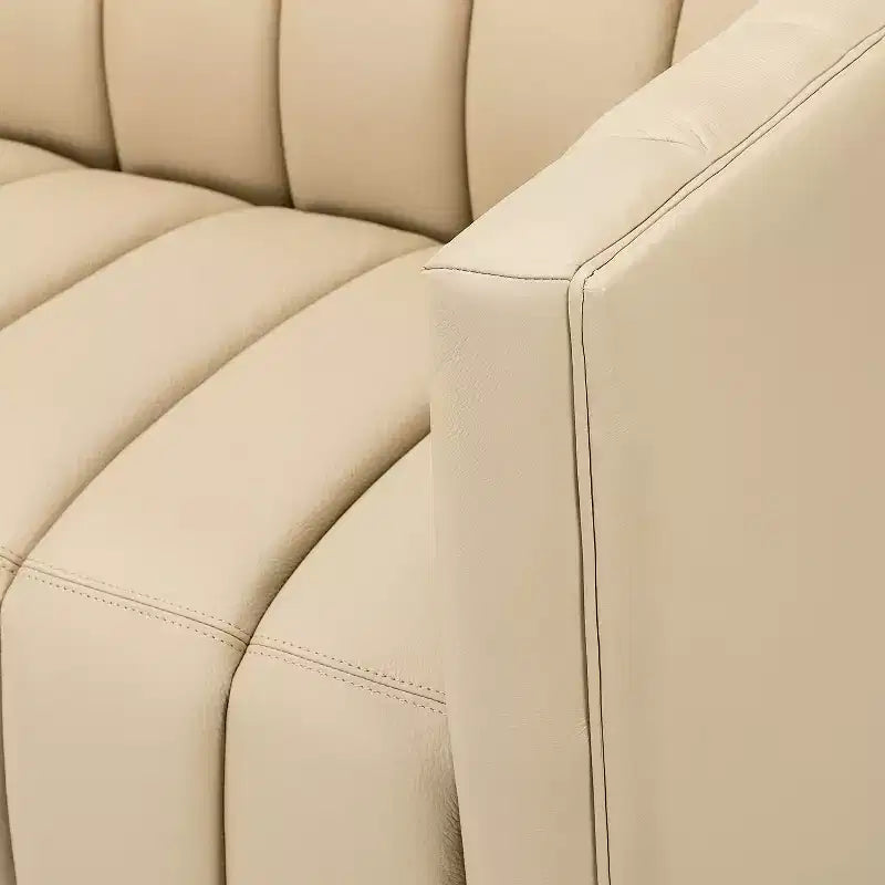 Canapé en cuir véritable Ulysses 83 avec capitonnage canal