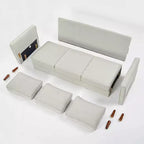 Hana Modern Linen Fabric Sofa/Couch with Armrest Pockets - Mellow