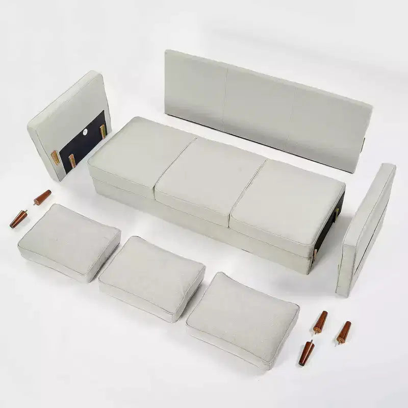 Hana Modern Linen Fabric Sofa/Couch with Armrest Pockets - Mellow