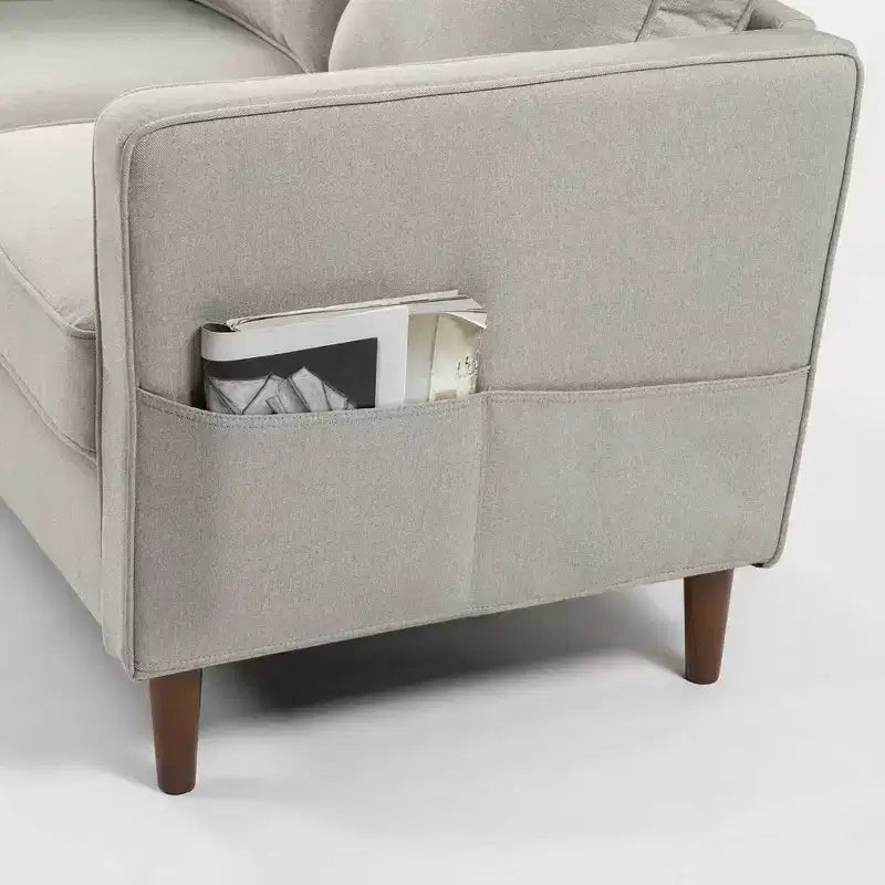 Hana Modern Linen Fabric Sofa/Couch with Armrest Pockets - Mellow